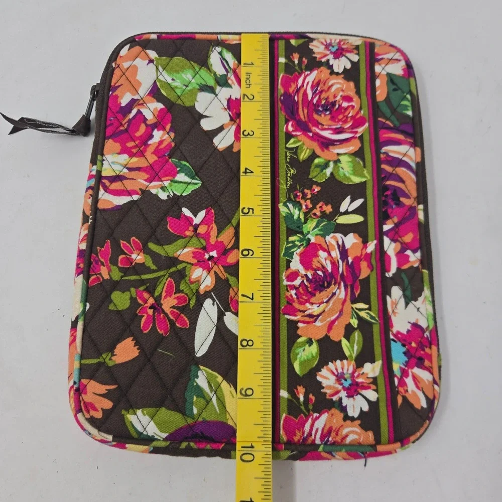 Vera Bradley Provencal Quilted Floral Tablet Sleeve Case Padded Zip Bag Brown‎